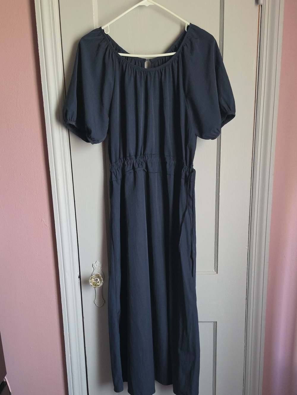 SHEIN Navy Puff-Sleeve Maxi Dress